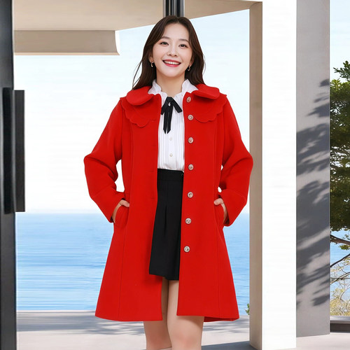 大码女装减龄呢大衣2025冬季新款