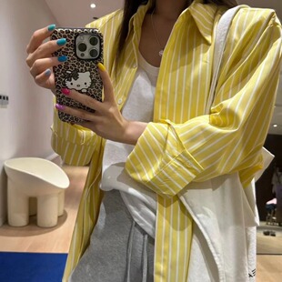 韩式松弛感蓝色条纹衬衫女oversize男友风防晒外套慵懒风防晒衣