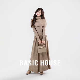 Basic House/百家好美拉德针织罩衫毛衣三件套装裙女装秋季高级感