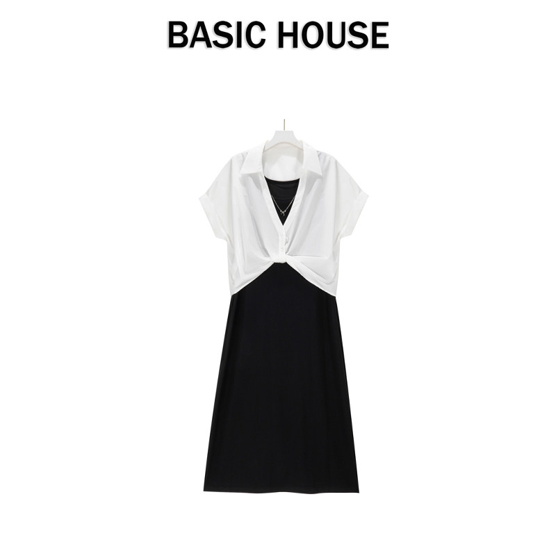 Basic House/百家好  轻熟休闲风衬衫两件套装女夏季连衣裙套装