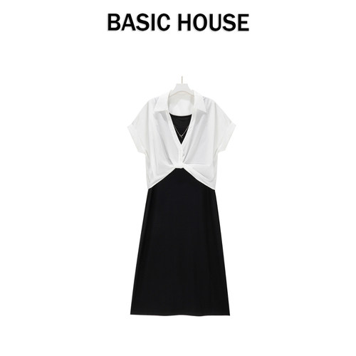 Basic House/百家好  轻熟休闲风衬衫两件套装女夏季连衣裙套装