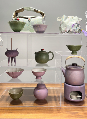 知初复古紫色茶壶盖碗茶杯茶器一系列家用陶瓷功夫茶具中式