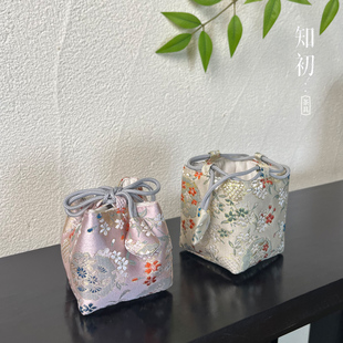 知初茶具便捷织锦茶杯袋加厚主人杯收纳袋随身收纳包户外茶事包袋