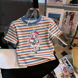 女童纯棉短袖T恤2026夏季新款儿童洋气半袖中小童超好看卡通上衣