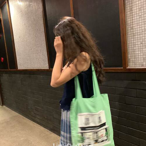 城市复古休闲青果绿色单肩包