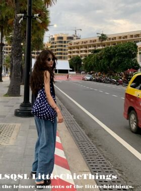 法式波点细肩带单肩斜挎包女