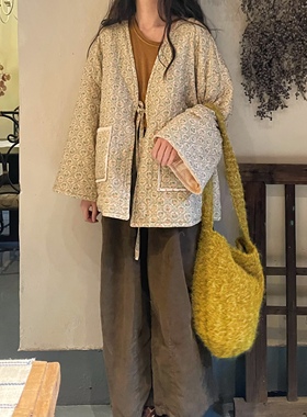 LittleChicThings原创设计黄果树秋冬软绒单肩斜挎包度假黄色包包