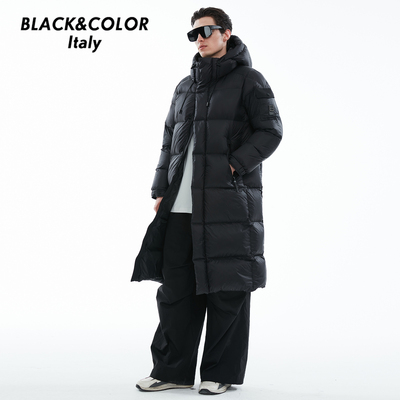 黑色超长款过膝羽绒服女2025冬季新款男女同款东北加厚白鹅绒外套