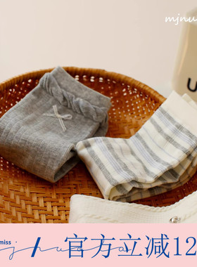 米吉诺拉'灰色系甜美花边碎花条纹袜子女春季无骨堆堆纯棉中筒袜