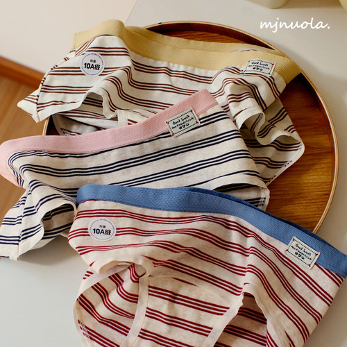 米吉诺拉抑菌纯棉中腰透气三角裤