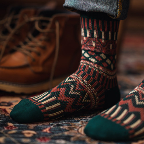 四季可穿复古针织棉中筒袜男