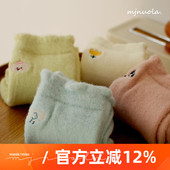 后跟刺绣动物 冬季 无骨可爱 保暖澳绒超软糯舒适睡眠少女中筒袜子