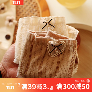 米吉诺拉 日系95%棉甜美蕾丝内裤女纯棉透气中腰包臀少女三角性感