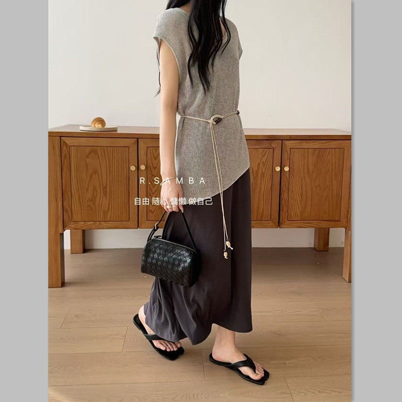 文艺风针织两件套连衣裙女收腰显瘦小众设计感女士无袖森系罩衫裙