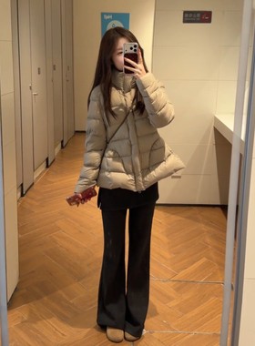 立领收腰显瘦排骨羽绒棉服女款2025新款冬季保暖超好看冬装厚外套