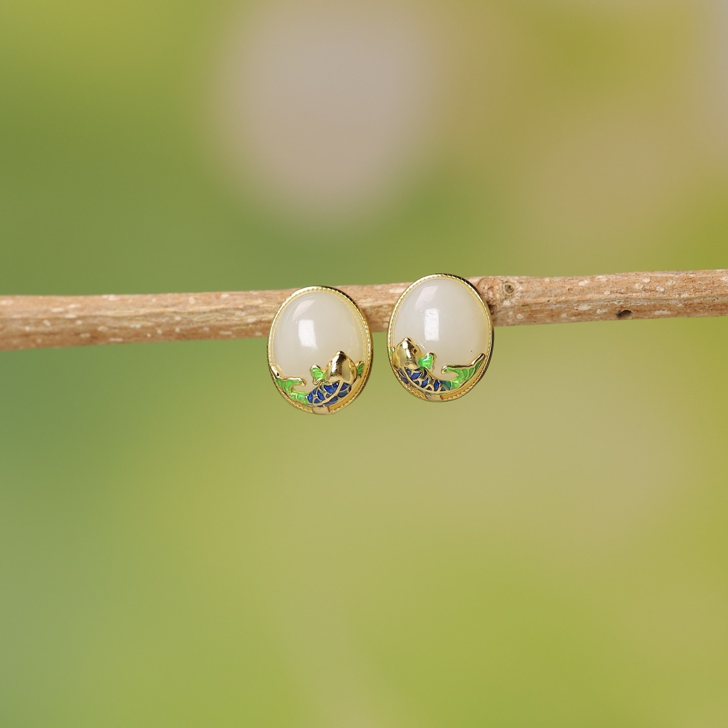 S925银镶嵌和田玉蛋面耳钉,珠宝/钻石/翡翠,耳饰,淘宝优惠券,粉丝福利购,淘宝优惠卷