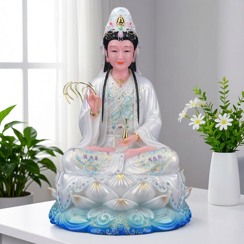 观音合成玉观音菩萨佛像装饰摆件手工制作人物神像家居树脂