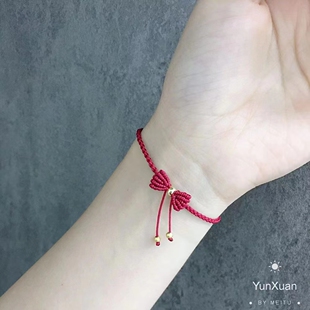 新款蝴蝶结手工编织手绳在逃公主立体蝴蝶结手链学生情侣闺蜜礼物