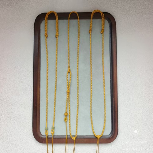 手工编织新款男女吊坠项链绳可挂佛头锦鲤锁金黄色可调节项链绳