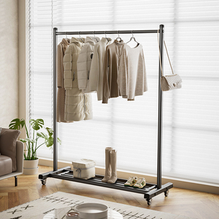 卧室移动落地衣架家用室内加厚挂衣服架晒衣服架子加粗房间衣帽架