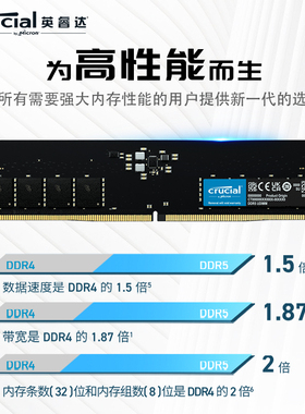 Crucial 英睿达 32G 16G 8G DDR5 5600 4800 台式机电脑内存条