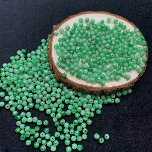 天然缅甸A货绿色小米珠散珠DIY