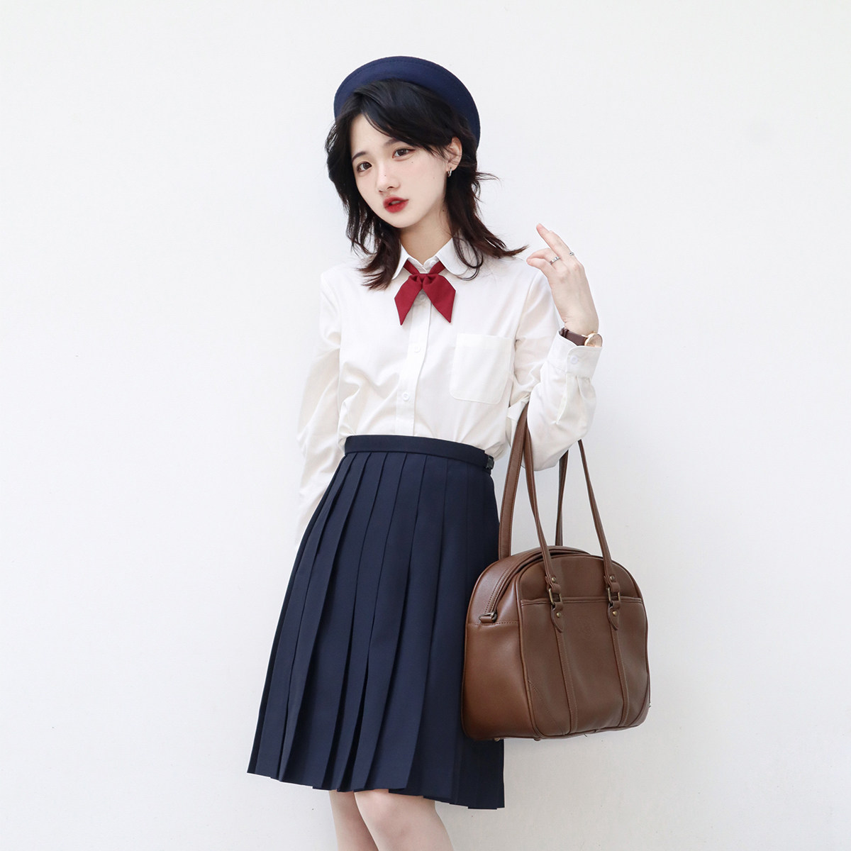 jk日系新款制服白衬衫长袖基础款学院风毕业班服丸襟衬衣上衣