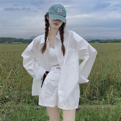 白色衬衫女2026宽松衬衫早春秋薄款长袖慵懒风上衣外搭新款女装