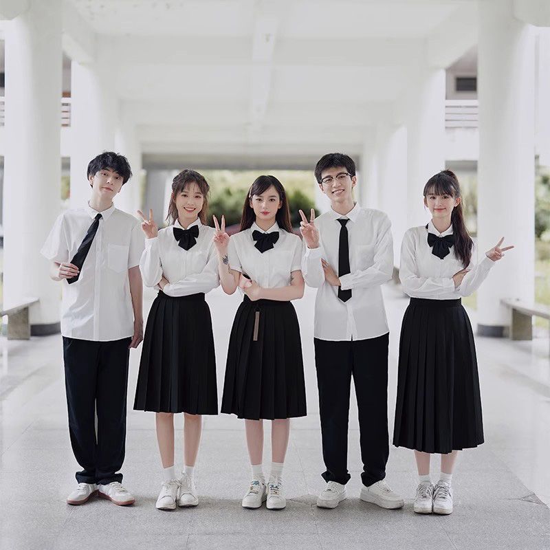jk制服日系英伦学院风学生短袖领带衬衣女长袖春夏季演出服衬衫