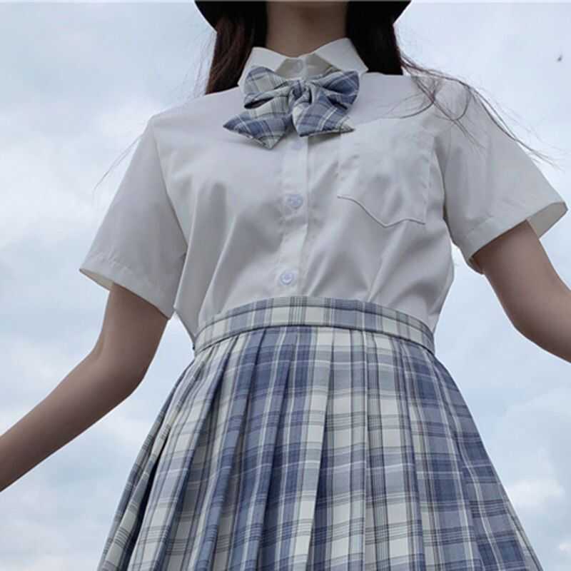 白色衬衫短袖学生学院风女基础款内搭外套百搭夏季校供毕业照班服