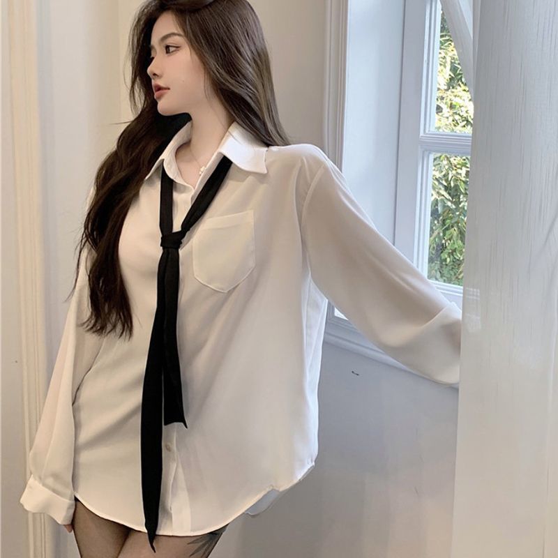 学姐2026春夏学姐风OL衬衫女设计感小众雪纺休闲宽松薄款防晒衣