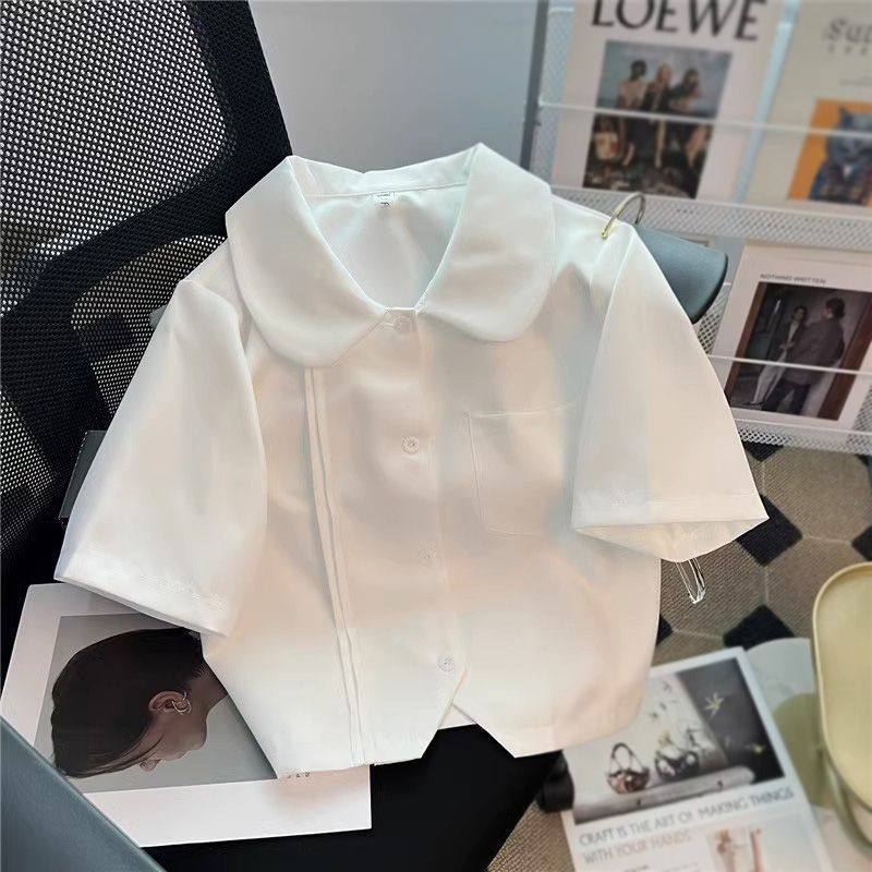 白衬衫夏季基础款学院风关东襟