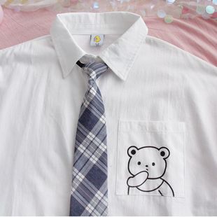 小众通勤百搭jk制服甜美上衣女 韩系小个子宽松别致小清新衬衣夏季