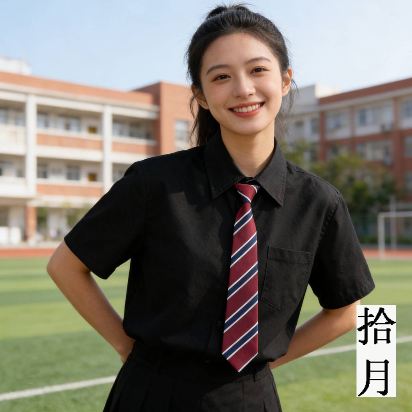 制服日系黑色短袖衬衫男女基础款百搭答辩面试衬衣免烫抗皱上衣