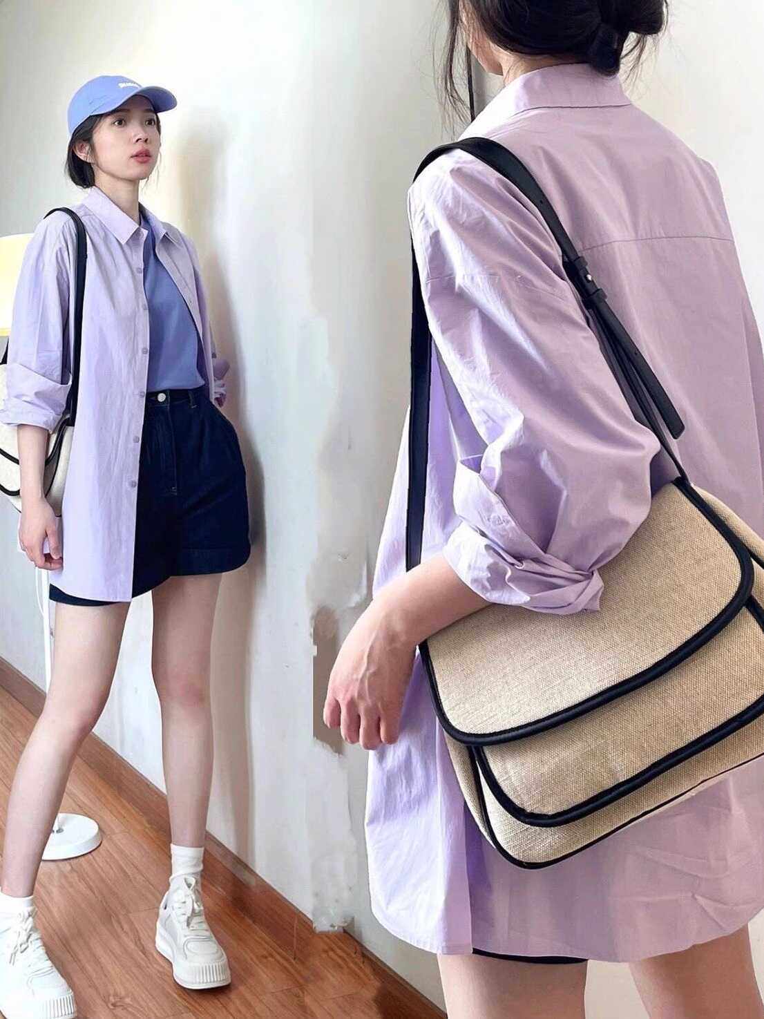 衬衫百搭翻领蓝色新款韩版宽松