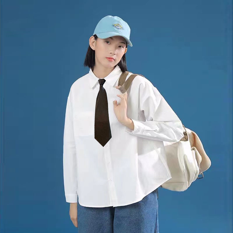 小众女韩版宽松学生衬衣春秋季学院风基础款JK班服小个子休闲外套