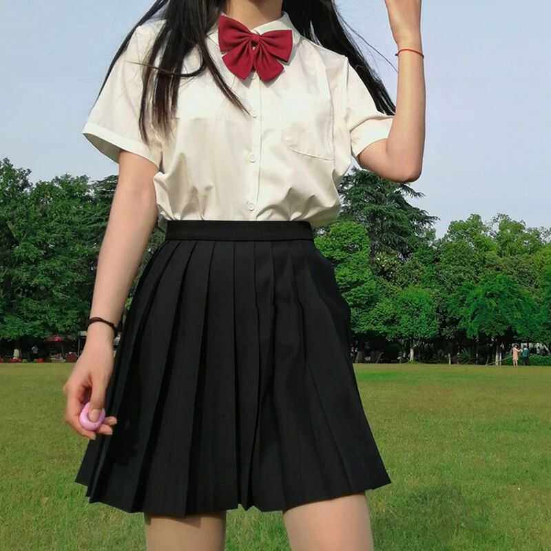 jk制服毕业班班服学士服内搭女短袖尖领百搭衬衣夏季休闲韩系衬衫