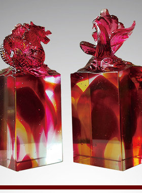 琉璃龙凤呈祥印章结婚纪念日新婚礼品婚庆礼物家居装饰定制刻字