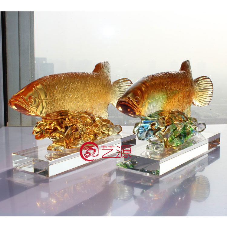琉璃摆件招财金龙鱼工艺品创意家居办公桌镇宅招财乔迁开业礼品