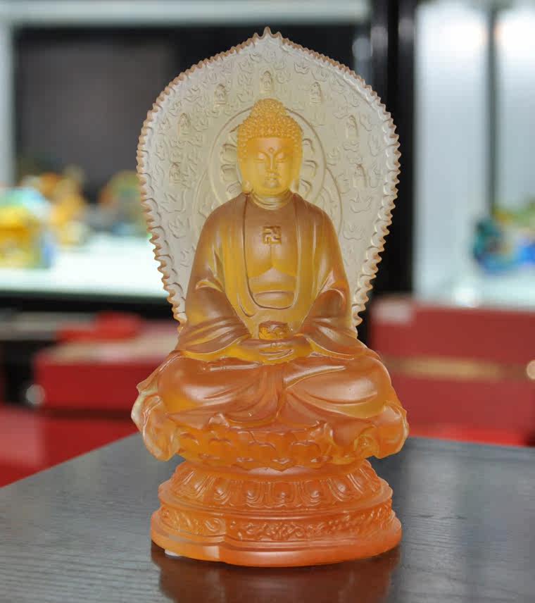 琉璃摆件阿弥陀佛佛像创意家居装饰品用具个性定制桌面祝福