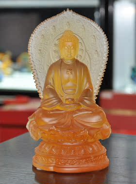 琉璃阿弥陀佛摆件装饰品用品