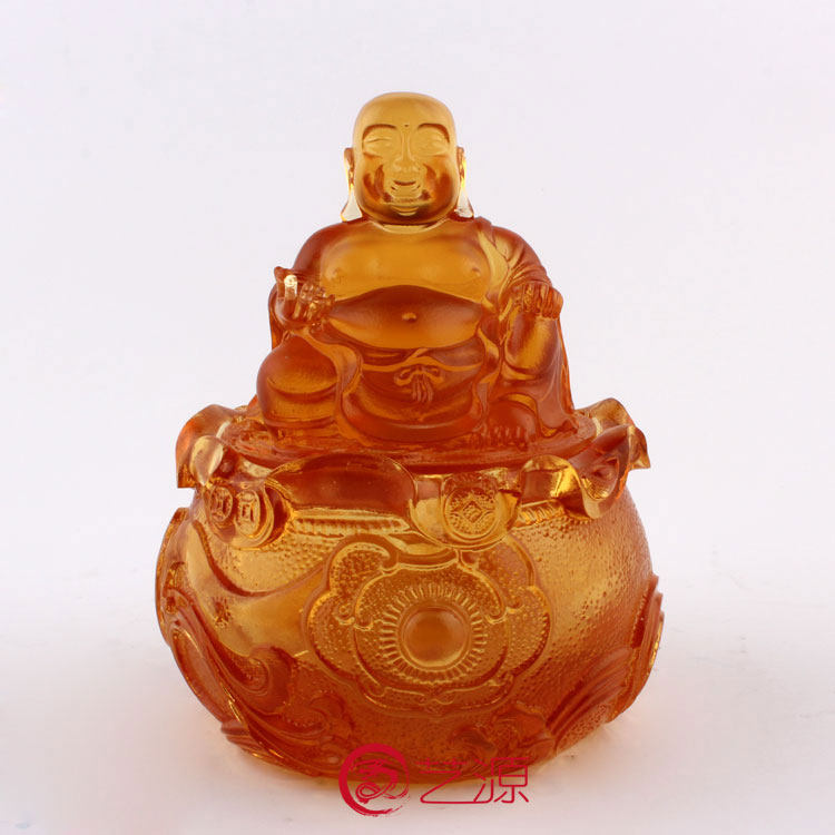 琉璃佛像摆件 家居供奉 弥勒佛香炉镇宅招财佛具佛堂结缘风水玄关