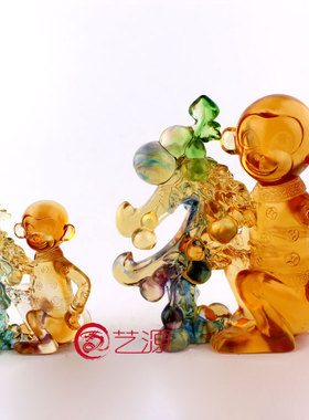 琉璃纳福同事风生日礼品刻字摆件