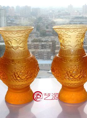 琉璃花瓶供奉结缘镇宅保平安佛具