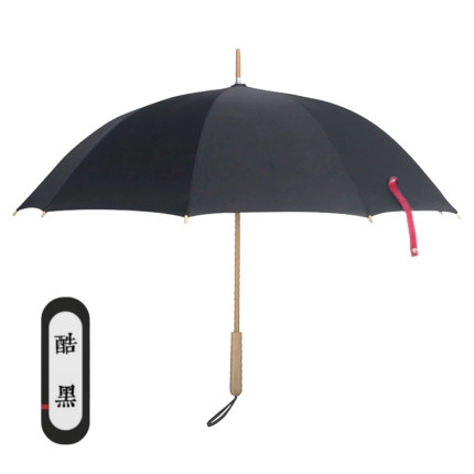 竹纸伞竹语酷黑黑胶防紫外线长柄加固结实抗风太阳伞晴雨两用伞