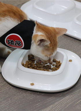 创意简约卷边防溅猫碗