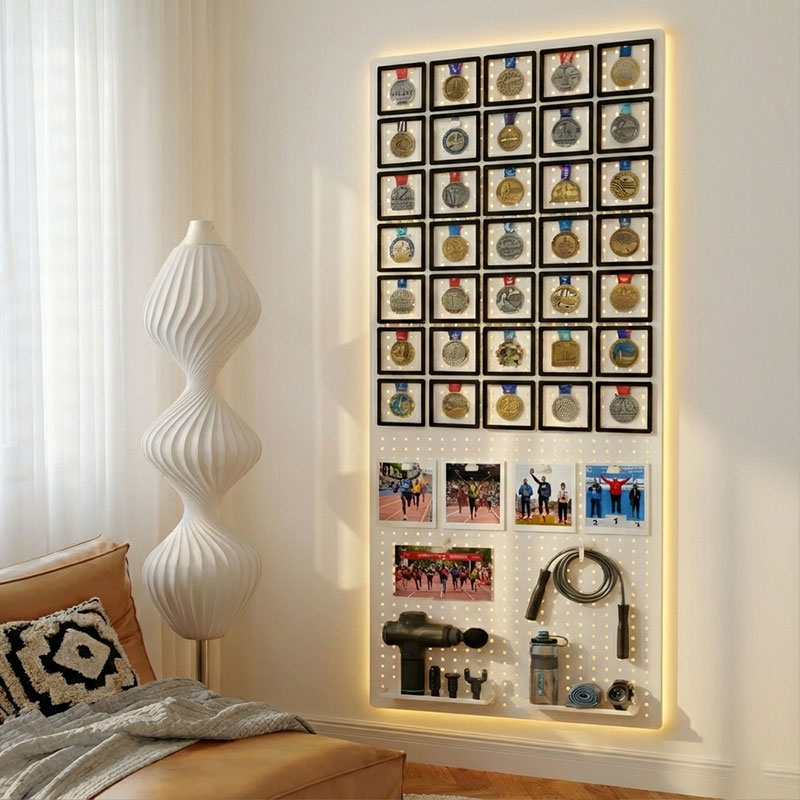 洞洞板荣誉展示架相框马拉松奖牌收纳运动金牌体育挂墙上KEEP奖章