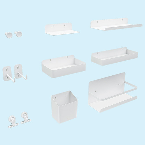 洞洞板专用配件圆孔挂钩置物架免打孔展示收纳盒笔筒磁吸金属书桌