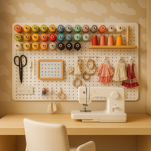 缝纫机线架洞洞板置物架墙上收纳架手缝线宝塔线托labubu衣服挂架