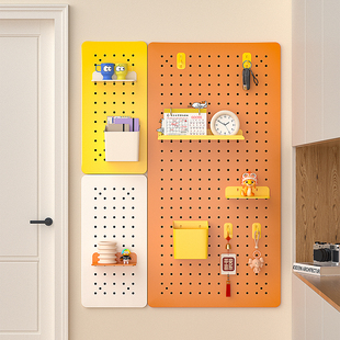 金属洞洞板挂板墙上装 饰入户客厅置物架书桌背景墙展示架收纳挂架